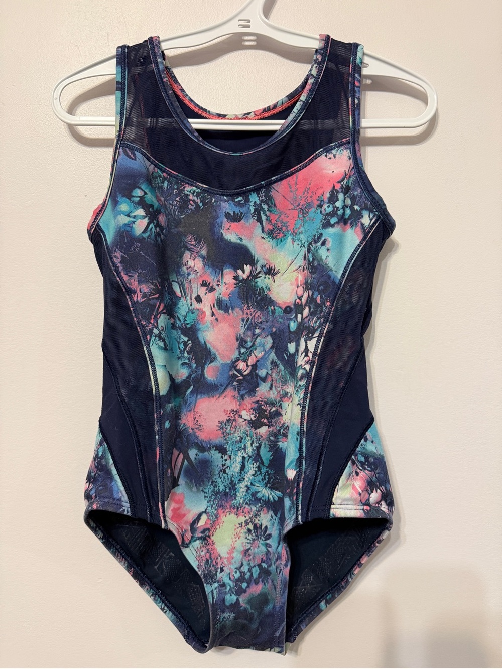 Ivivva Gymnastics Dance Bodysuit Leotard Racerback Navy Blue Pink Teal Size 8